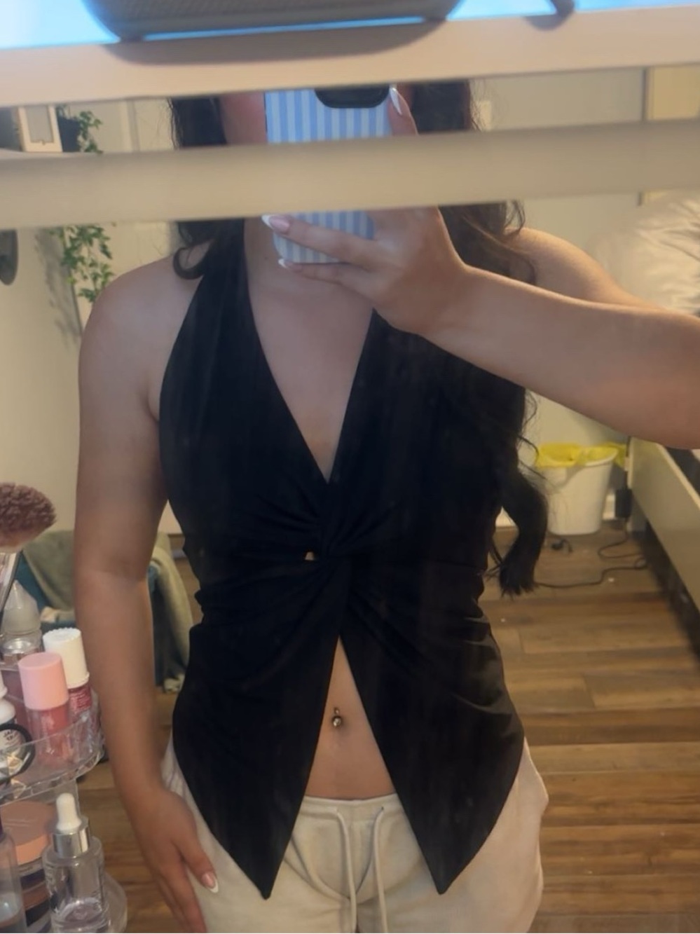 Windsor Black Twist-Front Halter Camisole